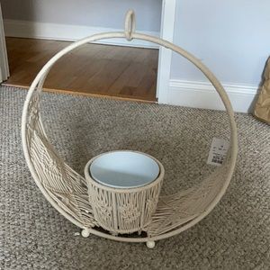 Tan handcrafted planter for hanging